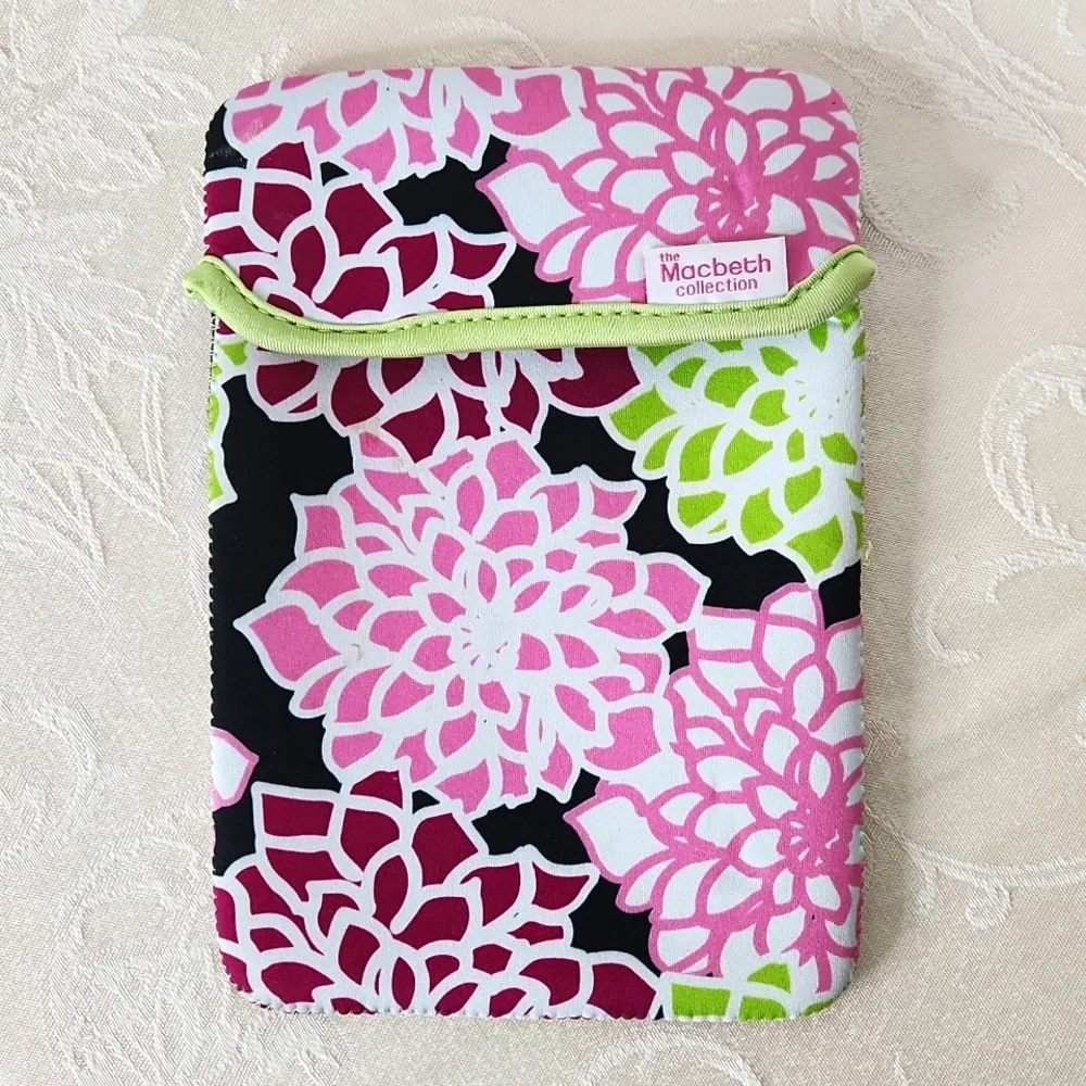 Macbeth Collection reversible mini tablet sleeve/ case floral zebra print